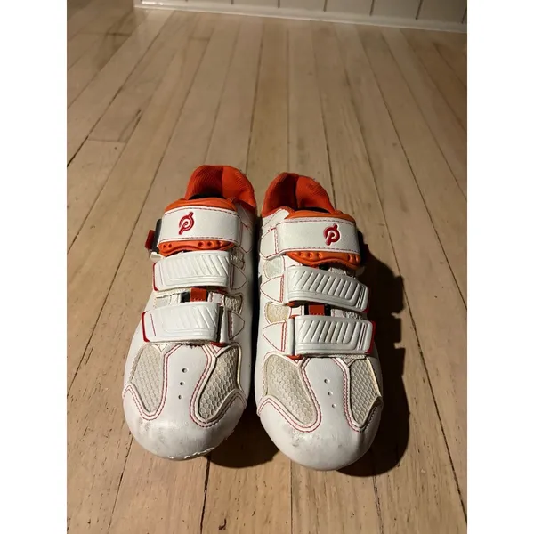 Peloton Cycling Shoes White/Orange - Image 3