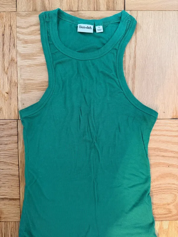 Aritzia Sundeh Honor Hip Tank - Green Ribbed Tank Top - Image 7