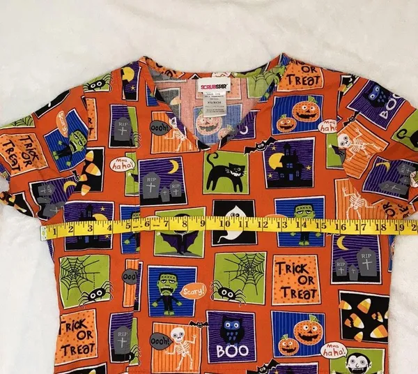 ScrubStar Halloween Women’s Scrub Top Size XS - Image 4