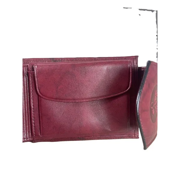 Buxton Burgundy Leather Credit Card Wallet Top Grain Cowhide Snap Closure - Image 6