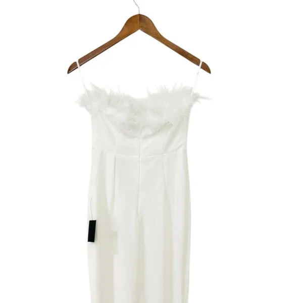 Lulus Extraordinary Glam White Feather Strapless Mermaid Maxi Dress size S NWT - Image 6