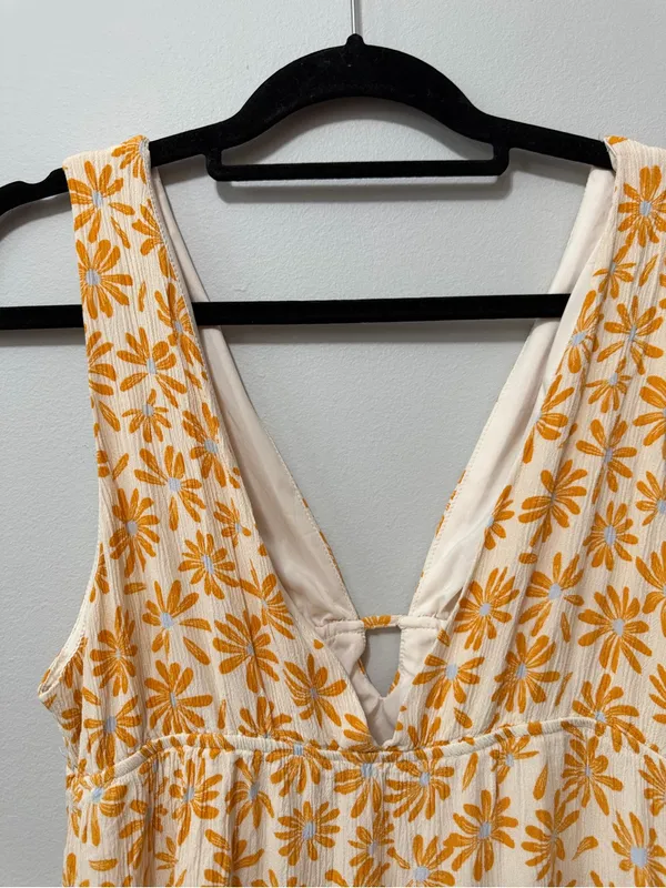 Love Tree Sleeveless Floral Midi Length Dress in White and Orange Size L - Image 6