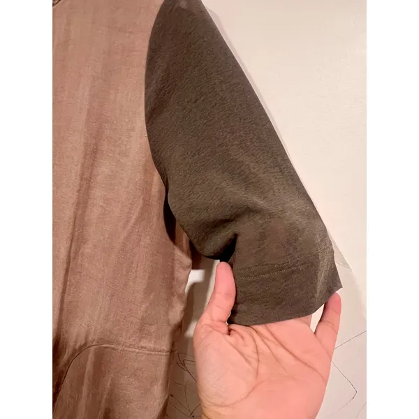 90s Minimalist Linen Blend Utility Shift Dress Khaki Brown Small - Image 5
