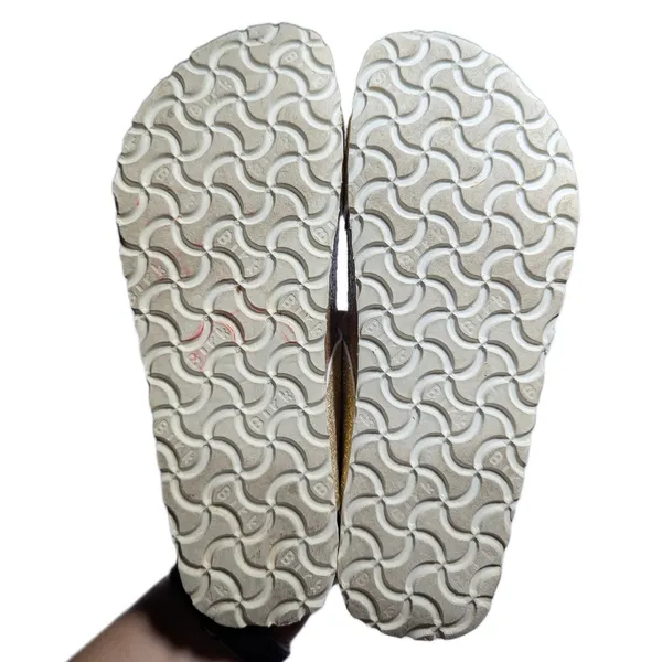 Birkenstock Birki's Gold Glitter Double Strap Cork Footbed Slide Sandals 36 5 N - Image 5