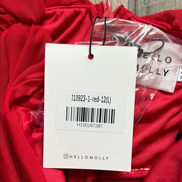 Hello Molly Red Asymmetrical One-Shoulder Ruched Dress - Image 4
