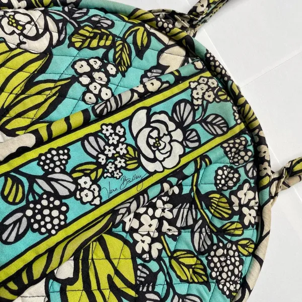 Women’s Vera Bradley Turquoise & Lime Green Flower Decoration Vibe Hand Purse - Image 2