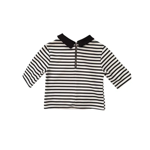 Zara W Collection‎ Striped Peter Pan Collar Crop Top Black White Back Zip Small - Image 2