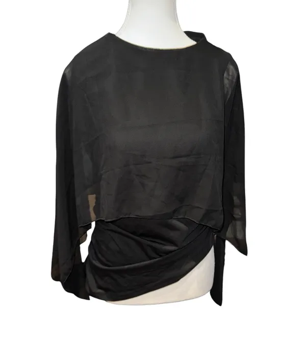 SheIn Black shawl blouse - Image 3