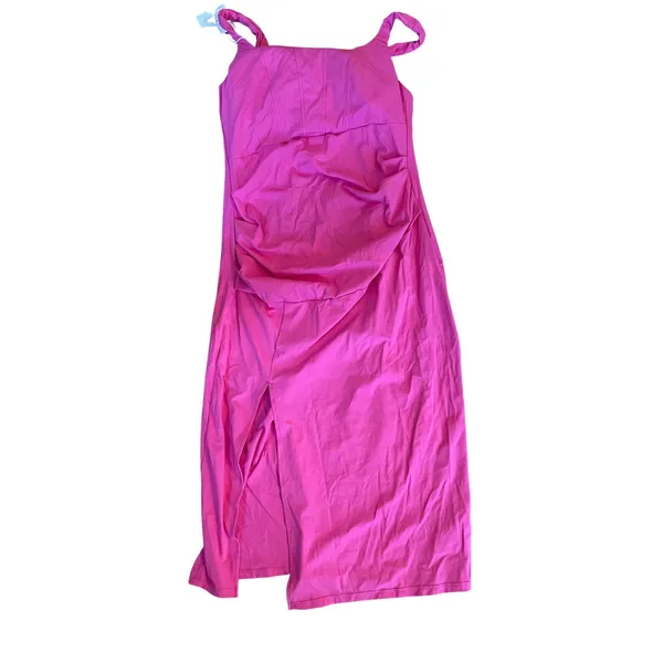 NWT Halara Softlyzero Airy Square Neck Corset Ruched Split Bodycon pink large - Image 4