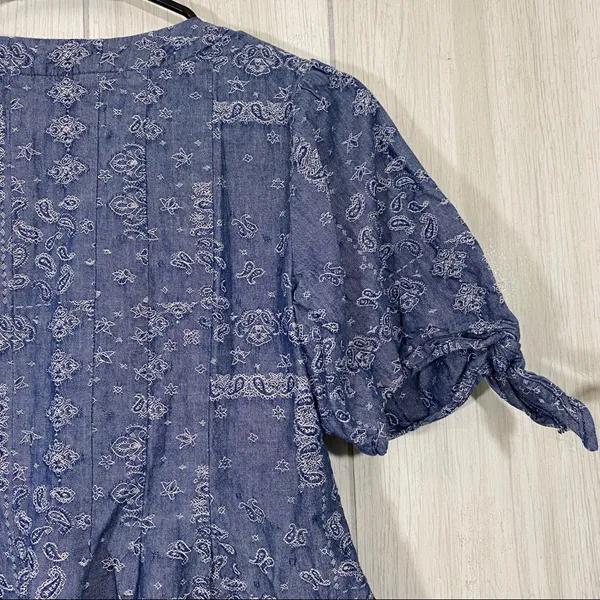 Anthropologie Pilcro and The Letterpress Tied Sleeve Blouse Paisley Bandana 0 - Image 9
