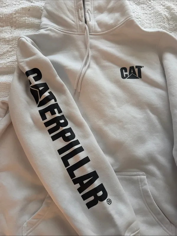 Caterpillar White Logo Pullover Hoodie - Image 5