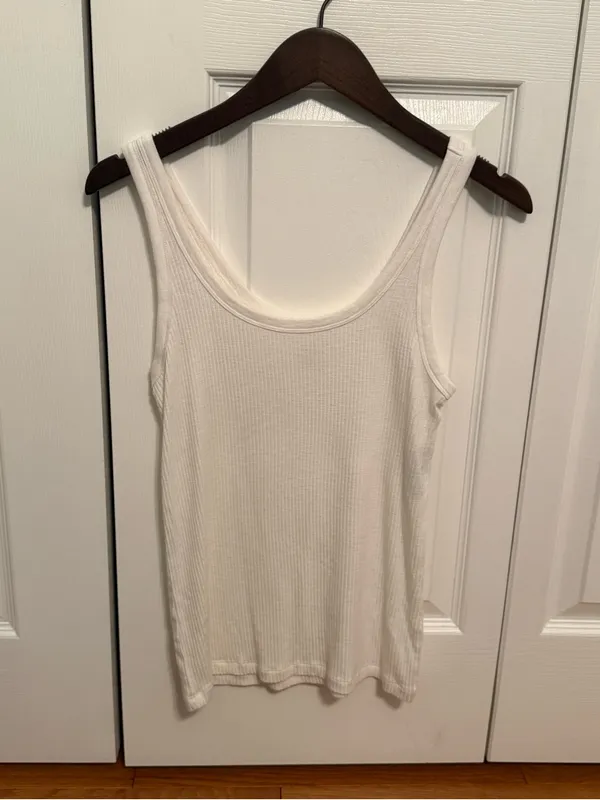 Aerie Double Scoop Neck Top in White - Image 2