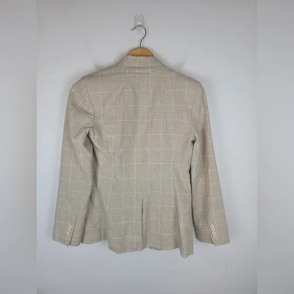 Madewell The Slim Linen Cotton Plaid Pockets Shoulder‎ Pads Blazer Women’s Sz 2 - Image 10