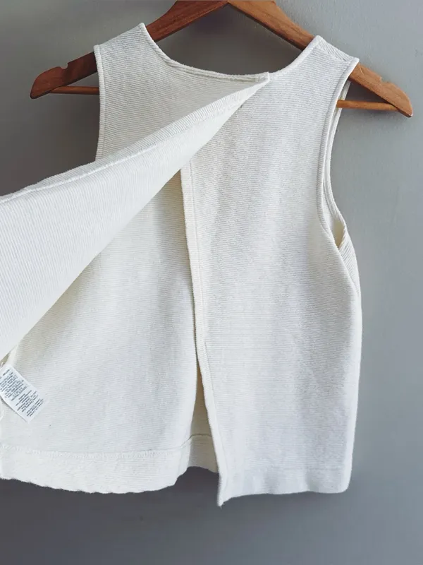 Madewell White Cream Textured Sleeveless Open Back Top Small - Image 5
