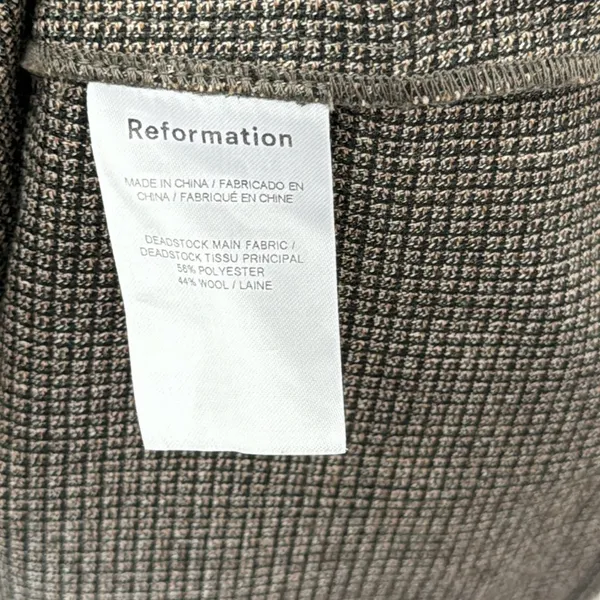Reformation Stratford Wool Blend Midi Dress in Black Check Size: 4 - Image 8