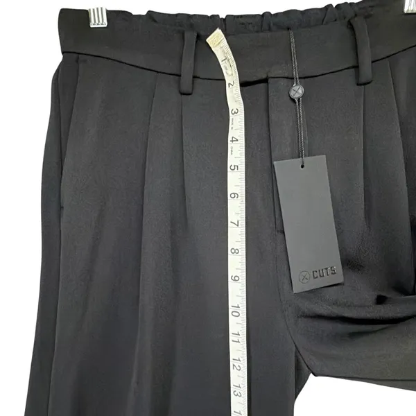 Cuts Clothing Essential Pant S Short Black Pleated Wide Leg Business Trouser NEW - Image 8