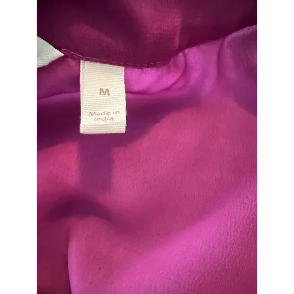 Soft Surroundings Magenta Floral Watercolor Pleated Tunic Blouse Women M Sheer - Image 5
