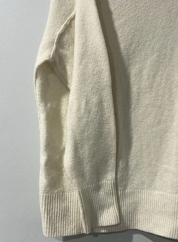 Aerie Women's CozyUp Cream Sweater Size Medium Oversized Crew Neck Soft - Image 3