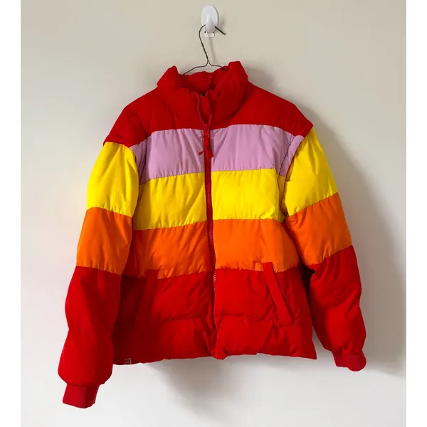 Target x Lego Color Block Puffer Jacket Vest Pink Red Yellow Orange Size Small - Image 2