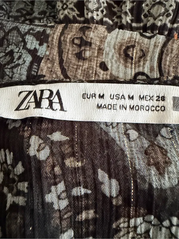 Zara Black Gray Paisley Tiered Mini dress - Image 3