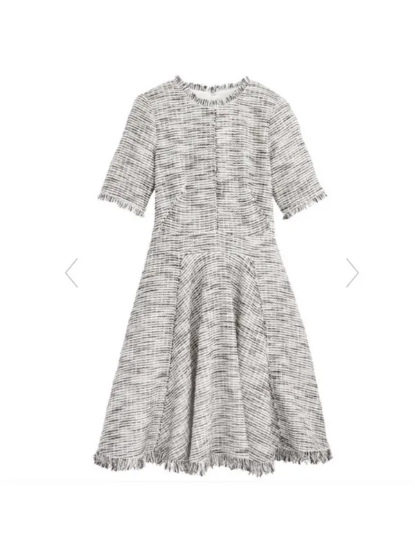 REBECCA TAYLOR Tweed Boucle Fringe‎ tailored dress sz 2 - Image 2