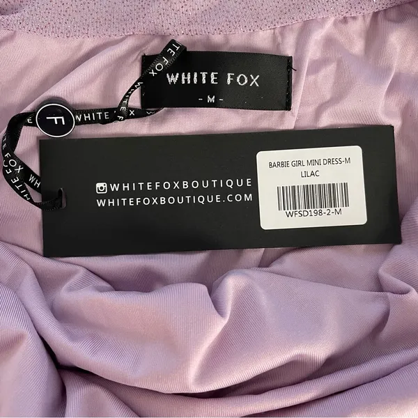 White Fox Barbie Girl Mini Dress Lilac Size Medium Glitter Party Homecoming Prom - Image 5