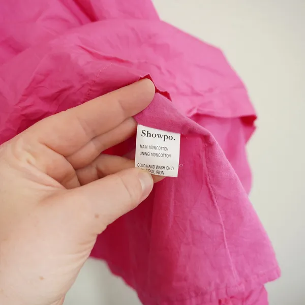 Showpo‎ Mini Dress US 10 Hot Pink Ruffle Sleeve V-Neck Tie Back Cotton Party Fun - Image 4