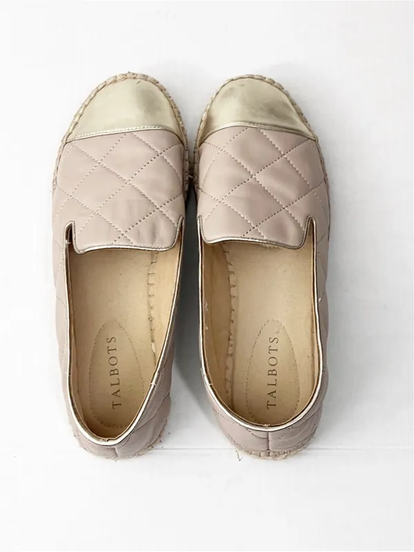 TALBOTS Izzy Quilted Nappa Leather Upper Espadrille Captoe Flats Size 8.5 Preppy - Image 10