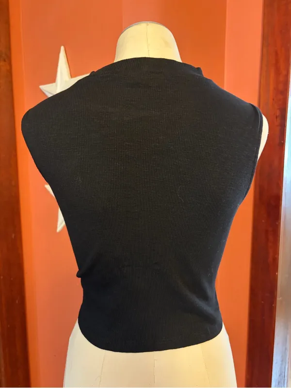 Blue b. Black Rhinestone Fringe Cutout Crop Top - Image 4