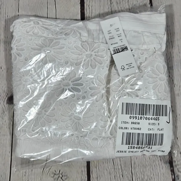 J. Crew Jessie Eyelet Smocked Peplum Top White Cotton‎ Size S NWT BR650 - Image 10