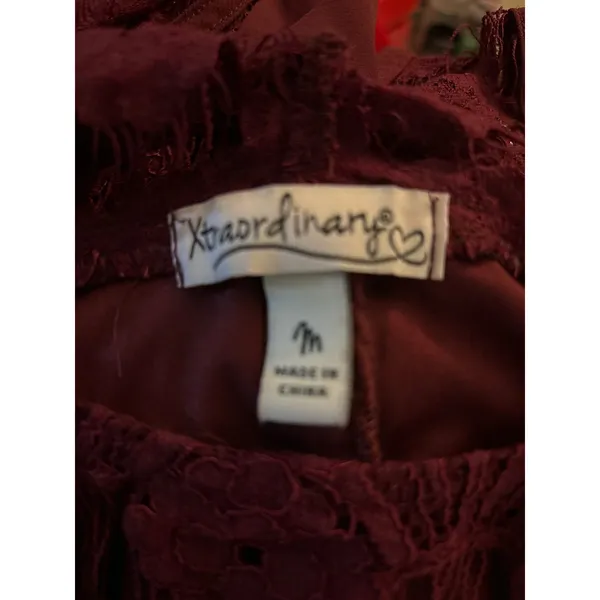 Xtraordinary Lace Maroon Mini Dress M Formal Special Occasion Cocktail Coquette - Image 9