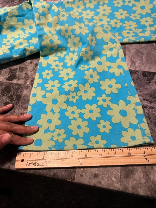 Motel Rocks Zoven‎ Flare Trouser Hight Rise In Retro Daisy Blue Size S - Image 12