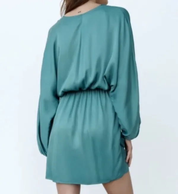 ZARA SATIN EFFECT WRAP DRESS - Image 2