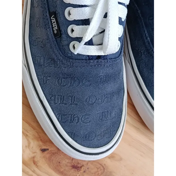 Vans Authentic Off The Wall Navy Blue Embossed Skate Shoes Men's 8.5 Women's 10 - Image 9