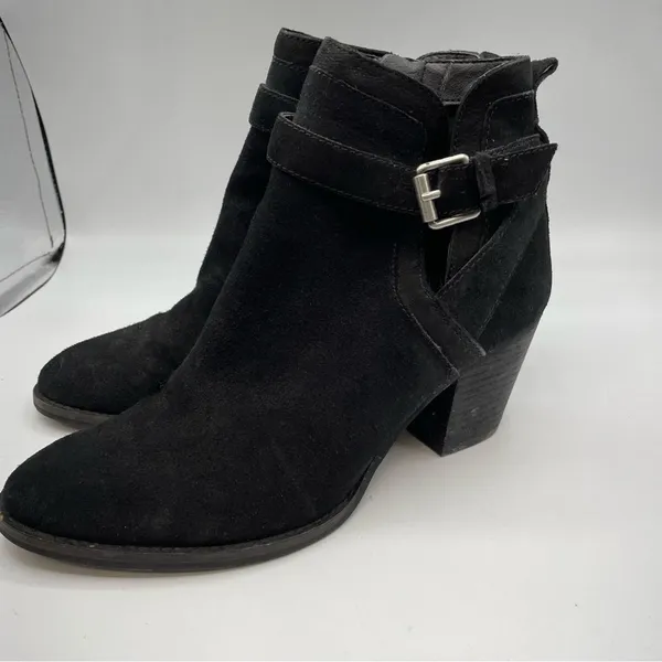 Sam Edelman Black Suede Ankle Boots Buckle Western Booties Womens 8 - Image 9