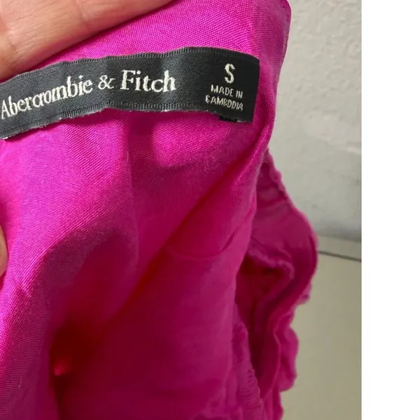 Abercrombie & Fitch Emerson Drama Puff Sleeve Bow Back Pink Maxi Dress Small - Image 9