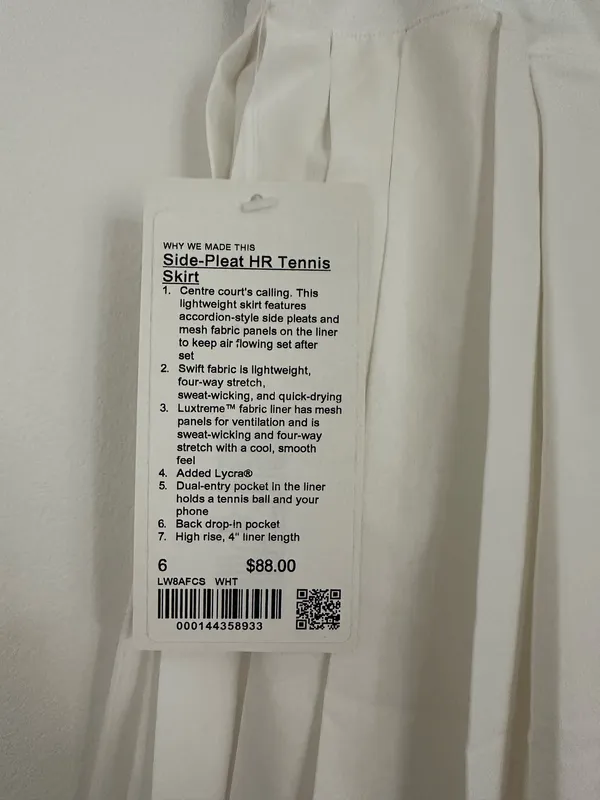 Lululemon Side-Pleat High-Rise Tennis Skirt White 6 - Image 5