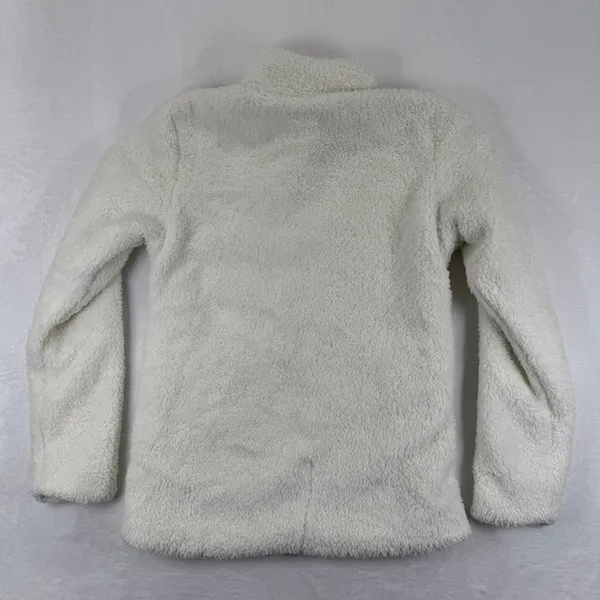 Patagonia Women Size‎ M Cream Fuzzy Fleece Full Zip Jacket Winter Cozy - Image 6