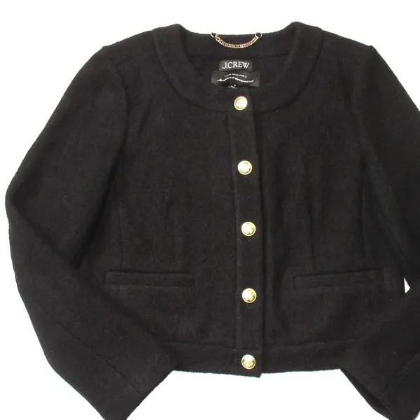 NWT J.Crew Louisa Lady Jacket in Black Italian Boiled Wool Blazer 8 - Image 4