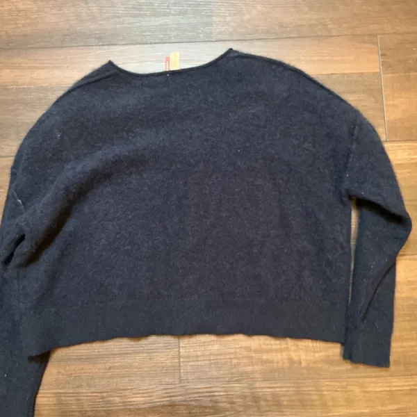 Pilcro Navy Blue 100% Cashmere V-Neck Boxy Pullover Sweater XS Anthropologie - Image 5