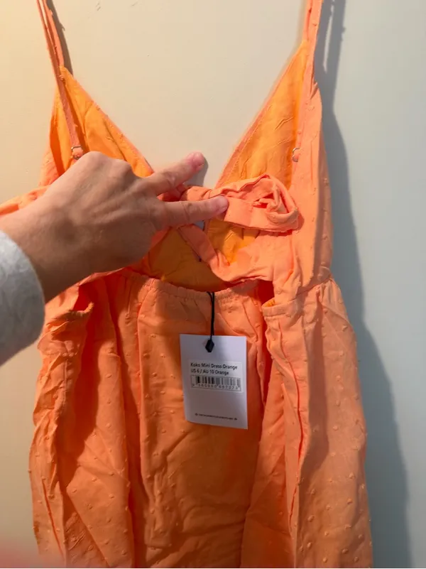 Princess Polly Koko mini dress orange tie back NWT Women’s 6 - Image 2
