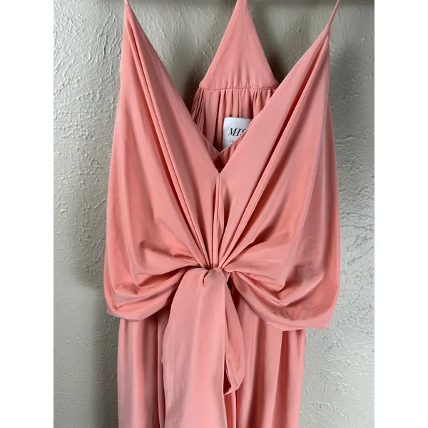 MISA Los Angeles Dress Size Medium Coral Peach Tie Front Bow Cocktail Party Mini - Image 4