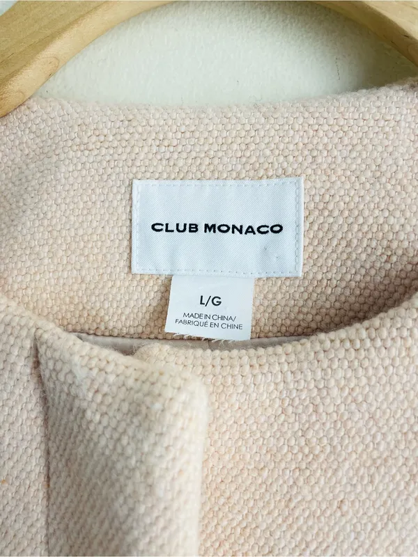 Club Monaco Blush Pink Wool Blend A Line Long Coat Bell Sleeve Large - Image 13