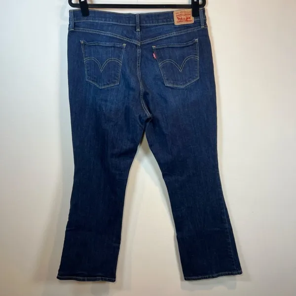 Levi's 515 Bootcut Jeans Dark Blue Denim Wash Mid Rise Zip Stretch Classic Sz 14 - Image 2