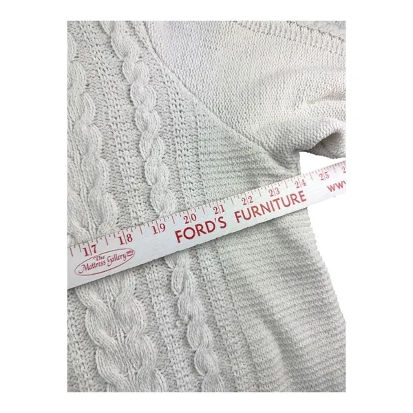 J. Jill Womens XL Ivory Cable Knit Chenille Fishermans Pullover Sweater Timeless - Image 5
