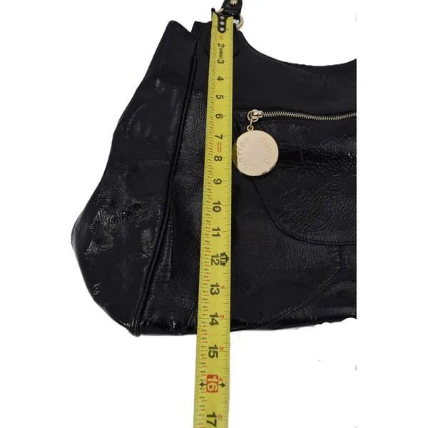 Charles David Hobo Bag Womens Large Black Patent Leather EUC Gold Hardware‎ - Image 13