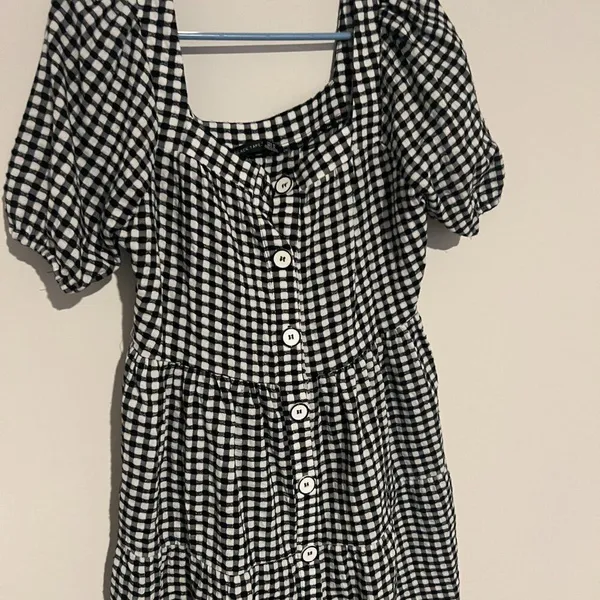 Black Tape_ Womens‎ Gingham Short Sleeve Mini Dress Button Up US M Regular - Image 7