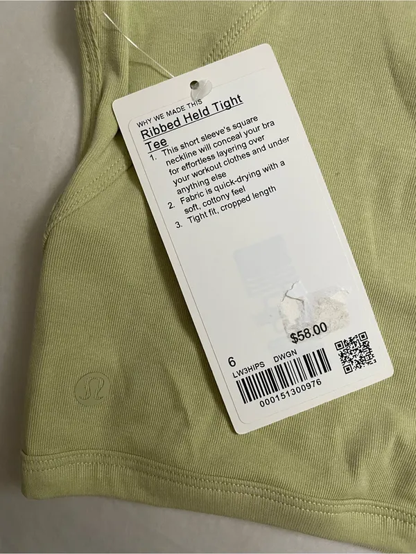 Lululemon NWT Ribbed Held Tight Short Sleeve Shirt Crop Top Green Size 6 - Image 6