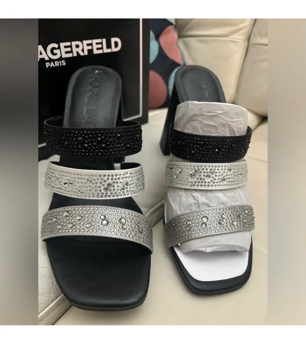 KARL LAGERFELD Paris Rhinestone Slide Sandal nwt - Image 3