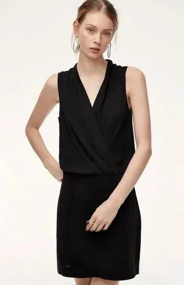 Babaton Aritzia Women's Phoenix Black Dress V-neck Sleeveless Lined - Image 3